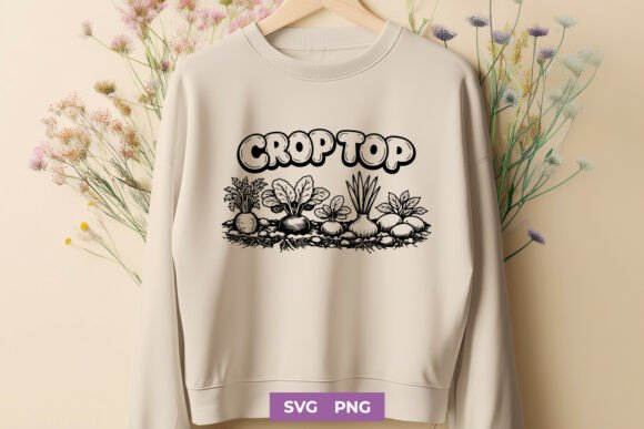 Crop Top SVG - Funny Gardening PNG Print for Crafts and Graphics