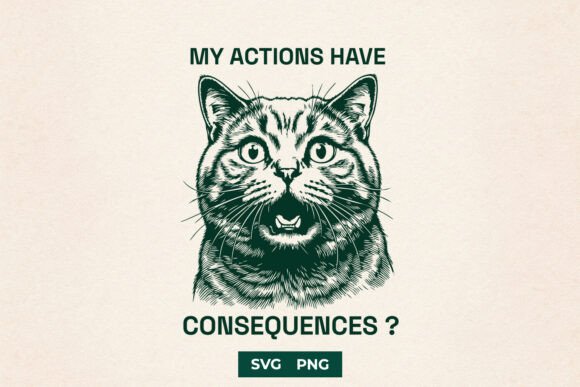 Fun Cat SVG Actions Have Consequences