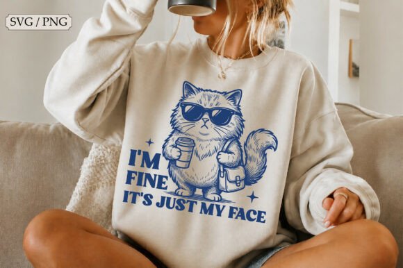 Graphic for Crafts: I'm Fine It's Just My Face Cat SVG