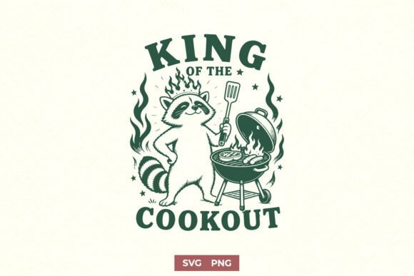 King of the Cookout SVG - Funny Raccoon for Crafts and Graphics