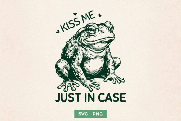 Kiss Me Just in Case Funny Toad SVG PNG for Crafts and Graphics