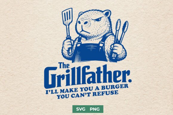 The Grillfather SVG - Funny Capybara BBQ Graphics for Crafts