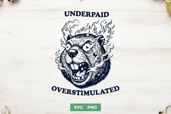 Underpaid Overstimulated SVG - Funny PNG for Crafts and Graphics