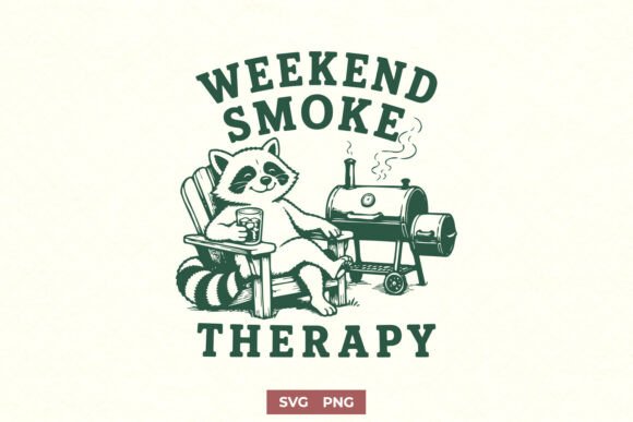 Weekend Smoke Therapy Funny Raccoon SVG for Crafts and Graphics